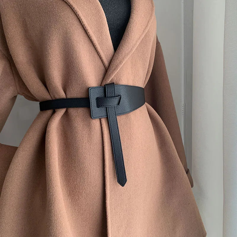 Wide Knot PU Leather Belt