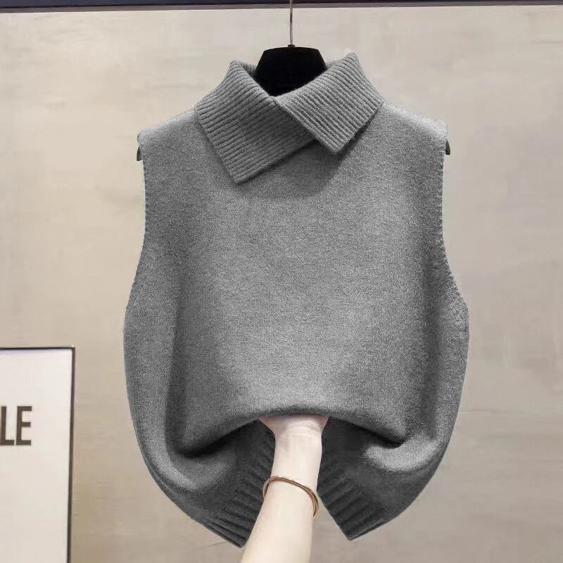 Lapel Sleeveless Knit Vest - view 9