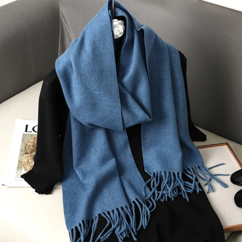 Tasseled Cashmere-Feel Winter Scarf
