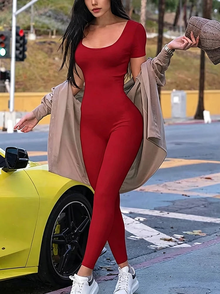 Skinny Bodycon Short-Sleeve Romper - view 10