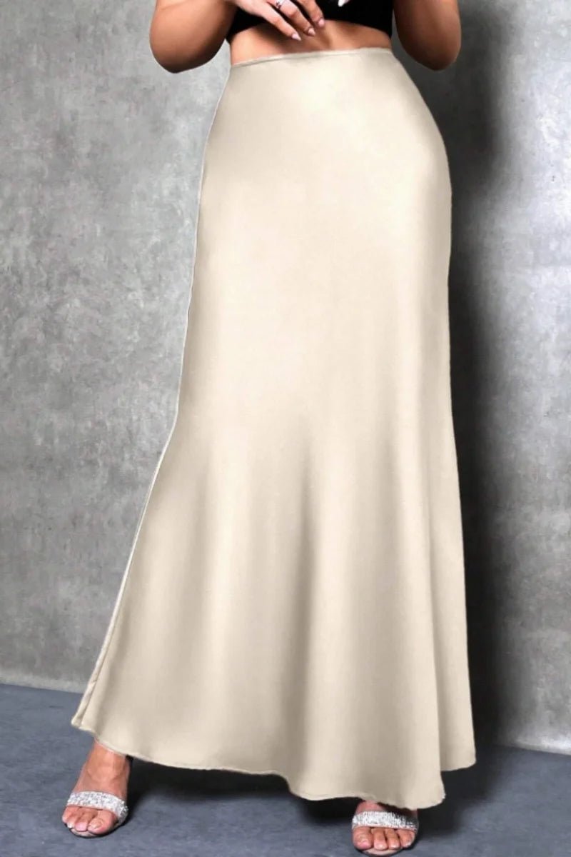 Satin-Effect Mermaid Hem Midi Skirt - view 7