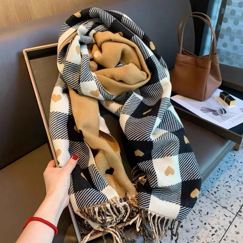 Heart-Shaped Plaid Blanket Scarf - view 2