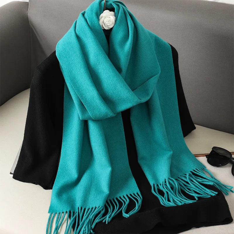 Tasseled Cashmere-Feel Winter Scarf