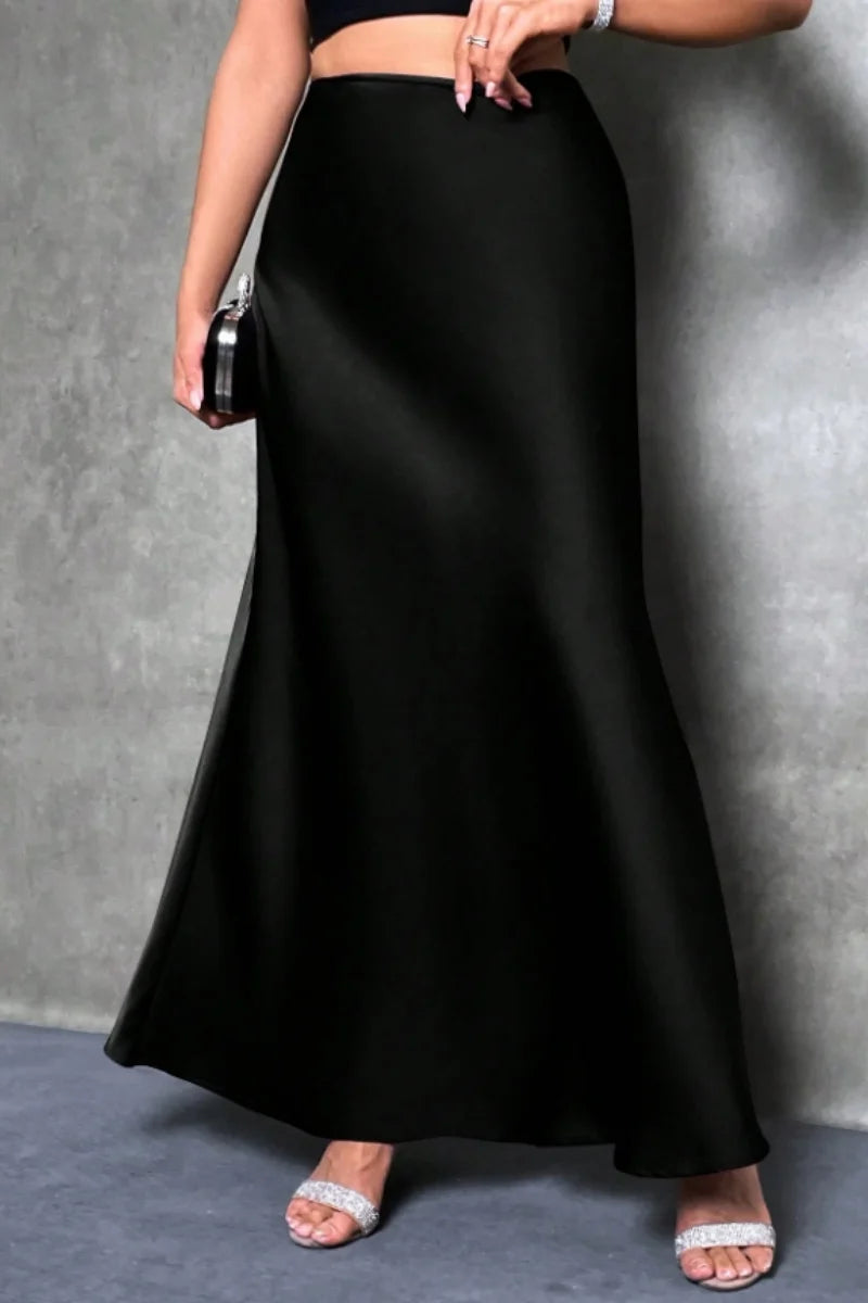Satin-Effect Mermaid Hem Midi Skirt - view 6