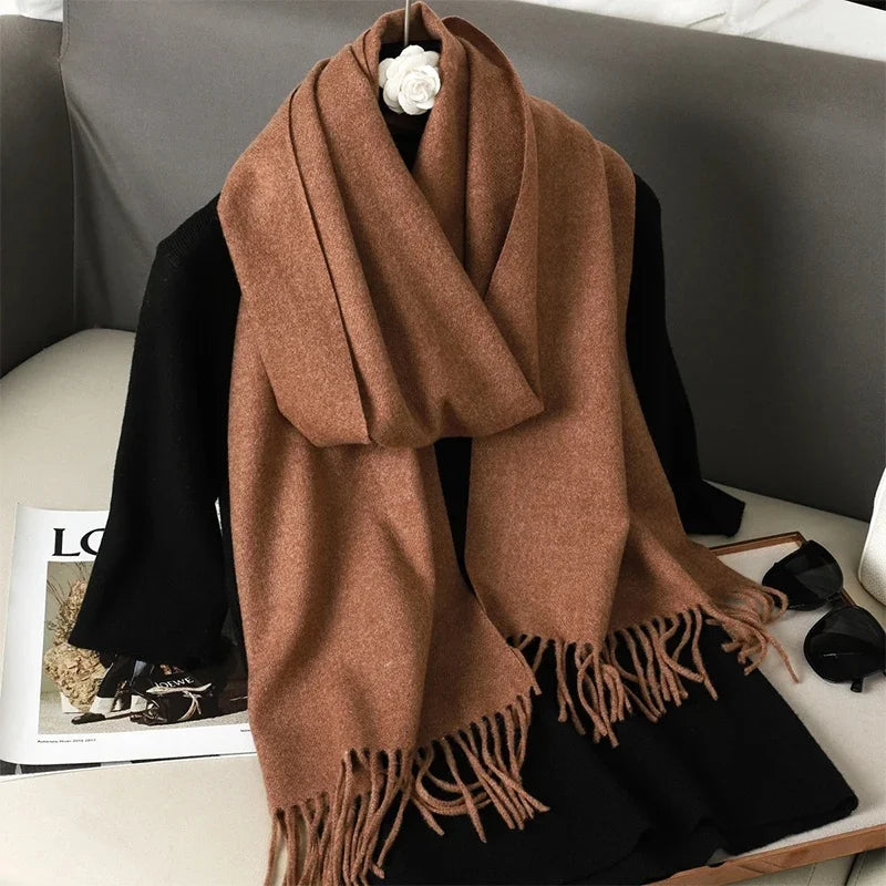 Tasseled Cashmere-Feel Winter Scarf