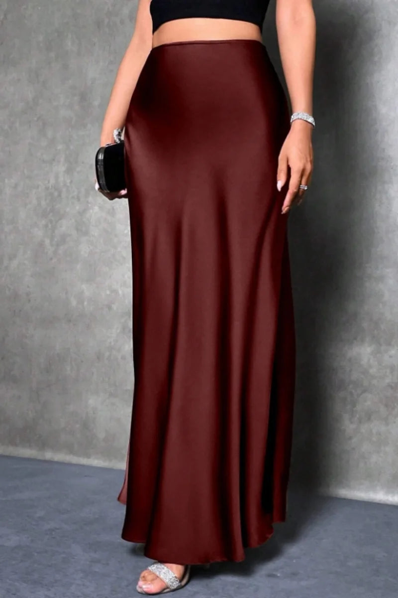 Satin-Effect Mermaid Hem Midi Skirt - view 4