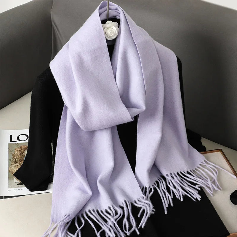 Tasseled Cashmere-Feel Winter Scarf