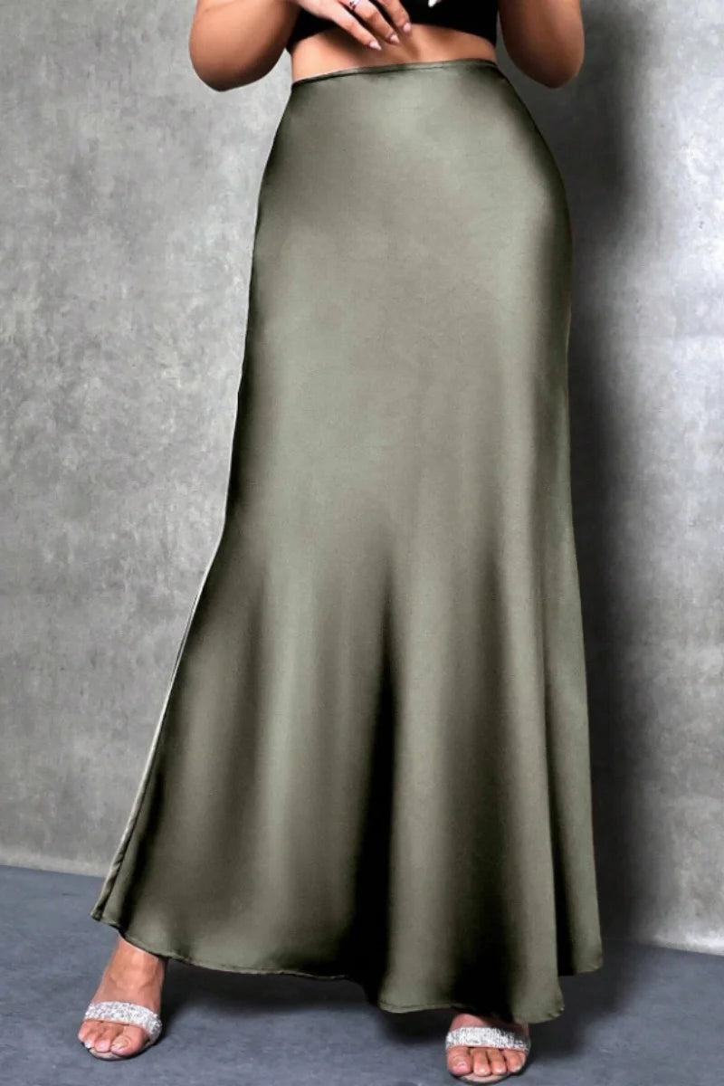 Satin-Effect Mermaid Hem Midi Skirt - view 2