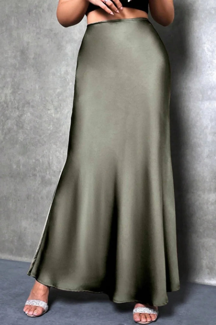 Satin-Effect Mermaid Hem Midi Skirt - view 2