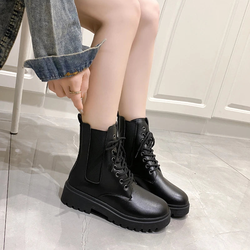 Chunky-Heel Round-Toe Chelsea Boots - view 6