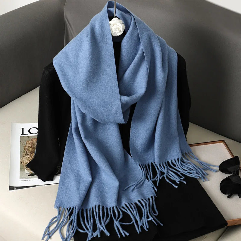 Tasseled Cashmere-Feel Winter Scarf