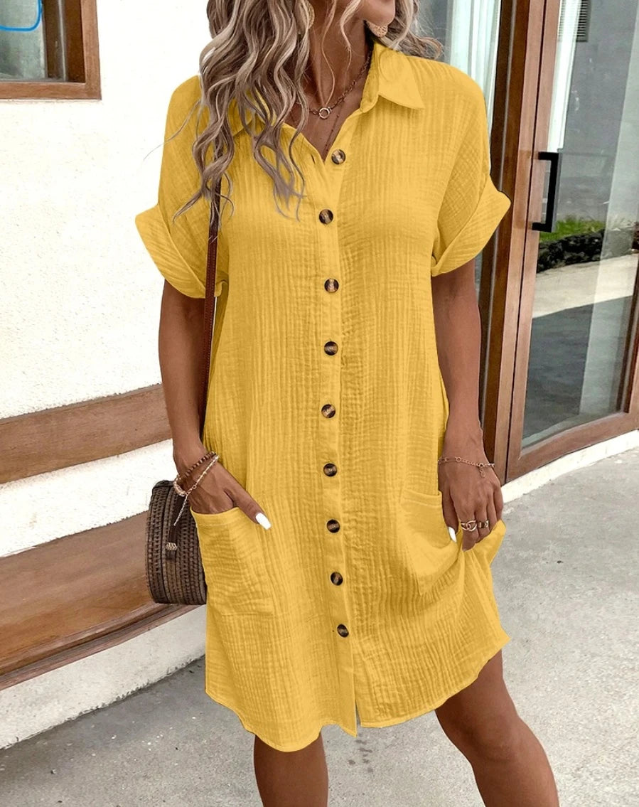 V-Neck Three-Quarter Sleeve Mini Dress - view 3