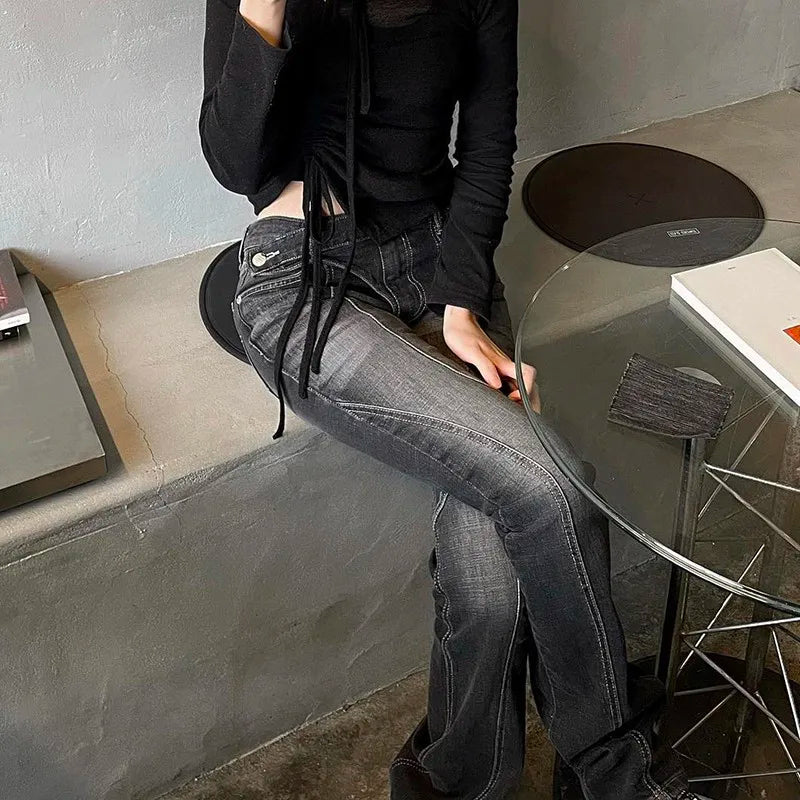 Distressed Low-Waist Flare Jeans - view 5
