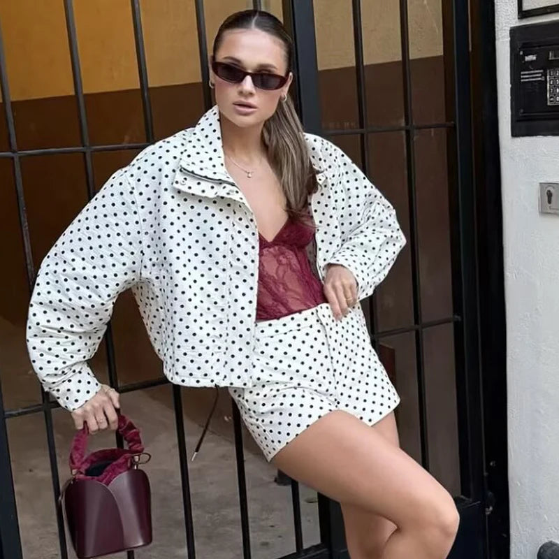 Polka-Dot Zip-Up Bomber Jacket - view 5