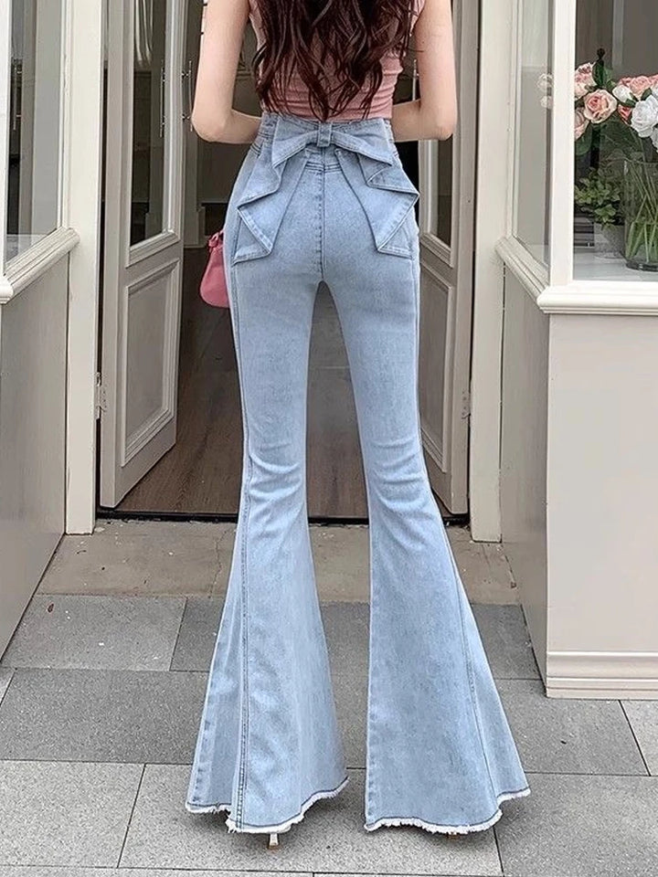 Slim Bell-Bottom Denim Jeans