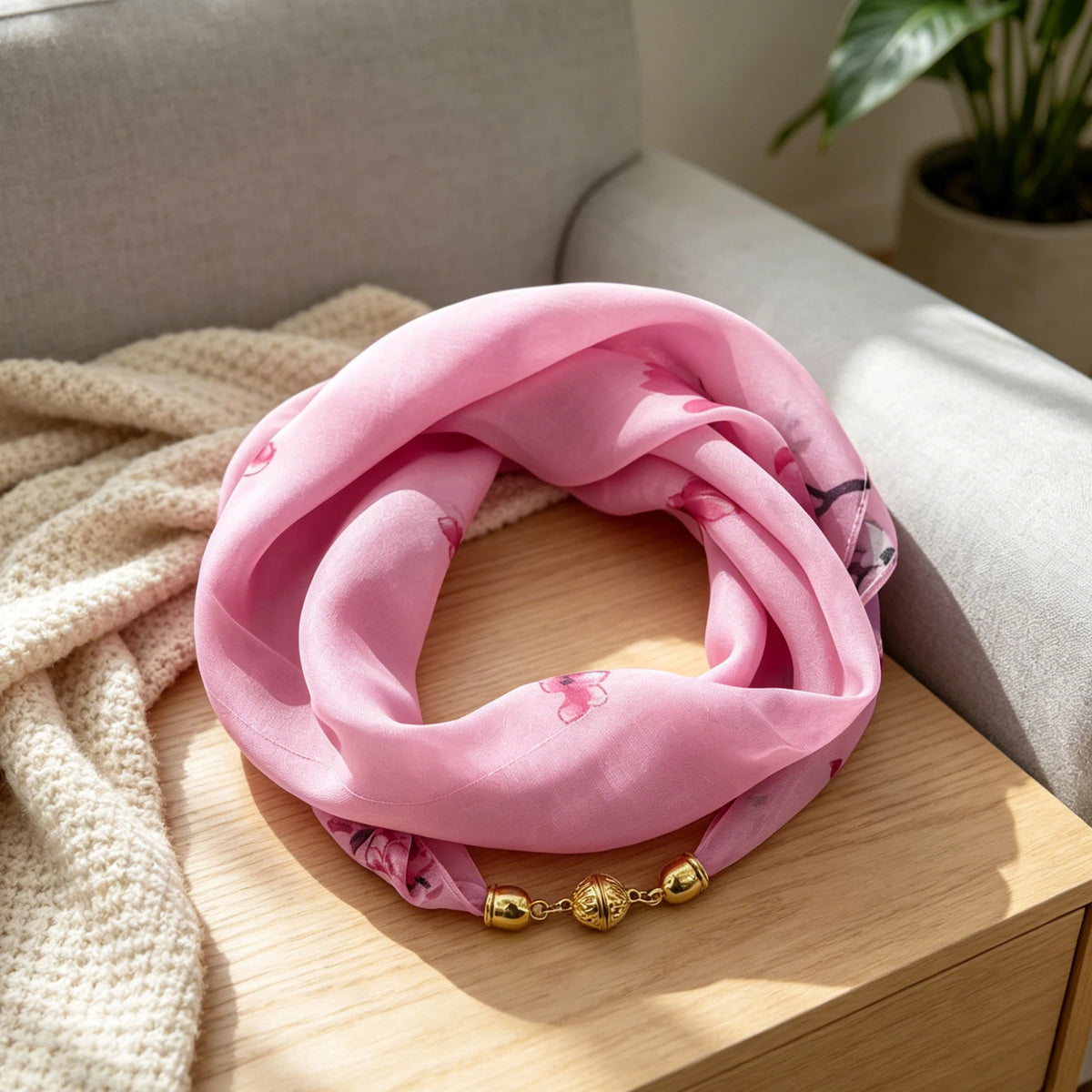 Magnetic-Buckle Chiffon Neck Scarf - view 5