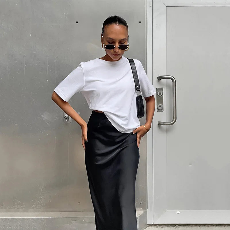 Satin Trumpet Midi Skirt - view 9