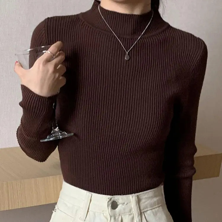 Mock-Neck Basic Knit Sweater - view 15