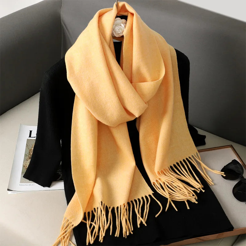 Tasseled Cashmere-Feel Winter Scarf