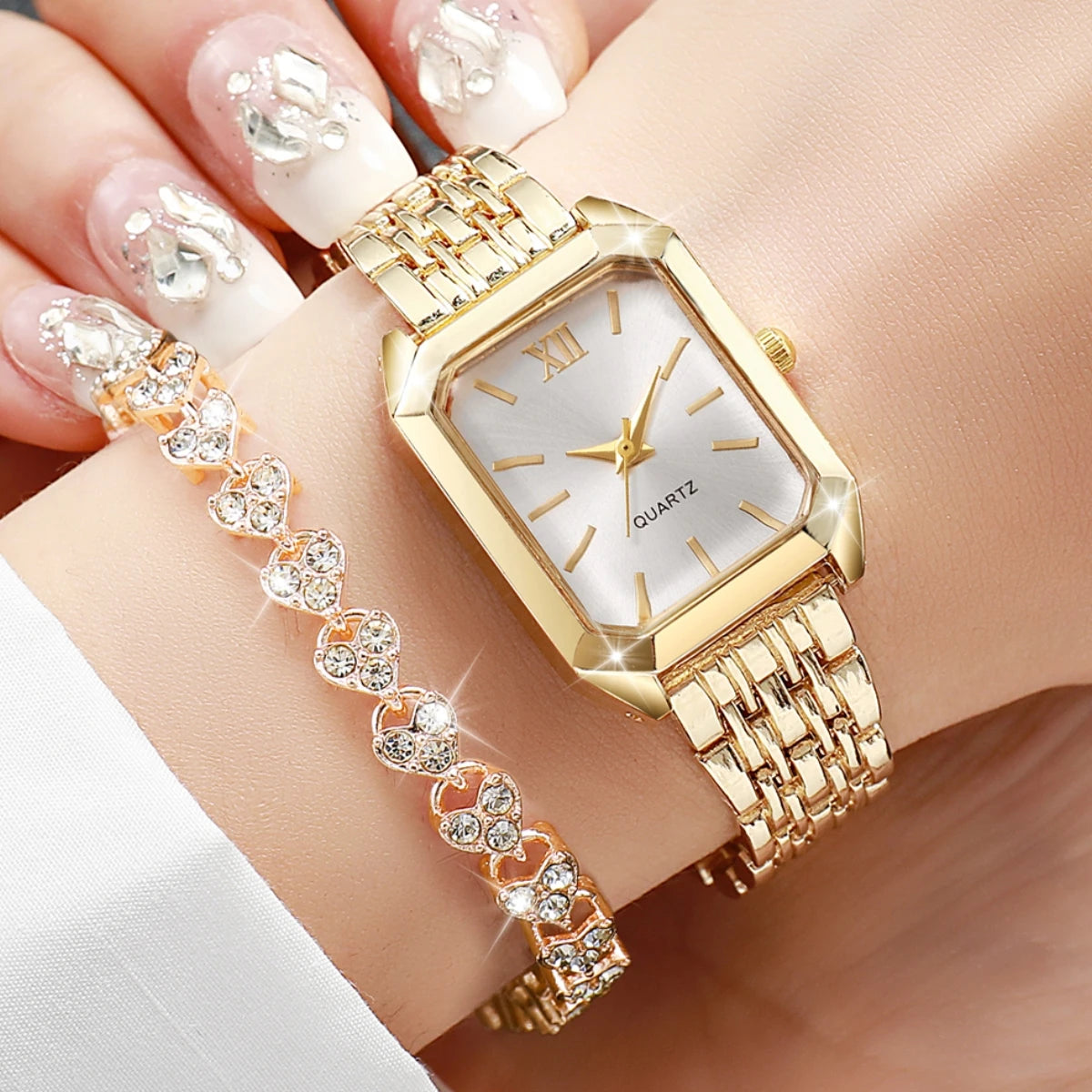 Rhinestone Watch & Bracelet Set - view 2