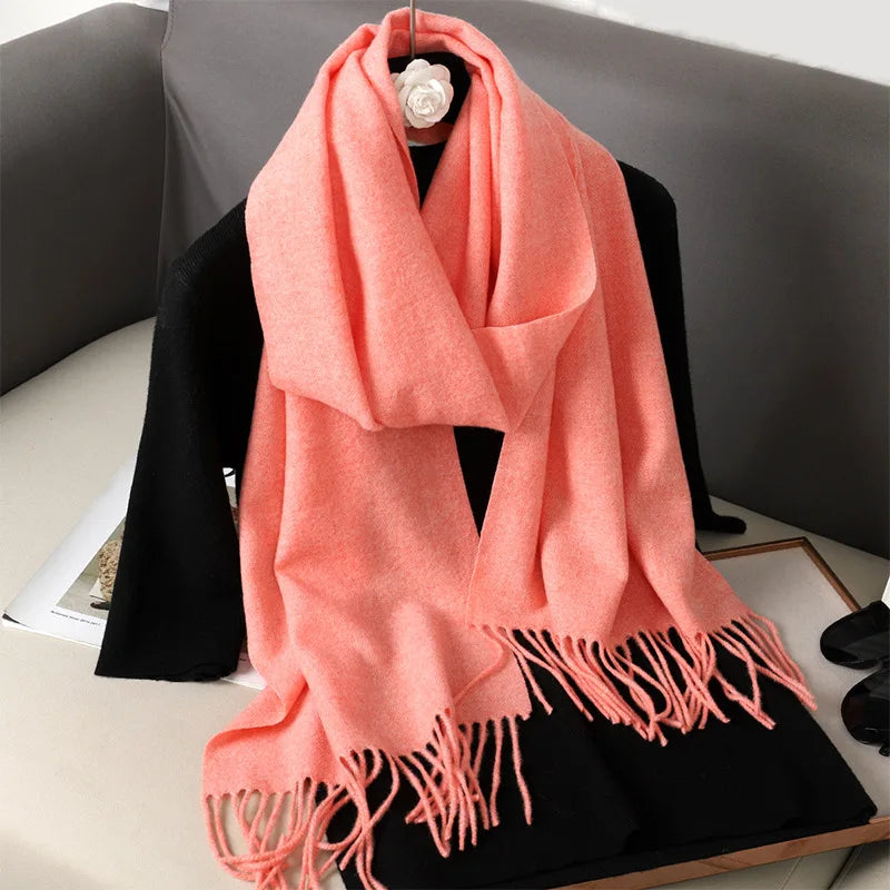 Tasseled Cashmere-Feel Winter Scarf