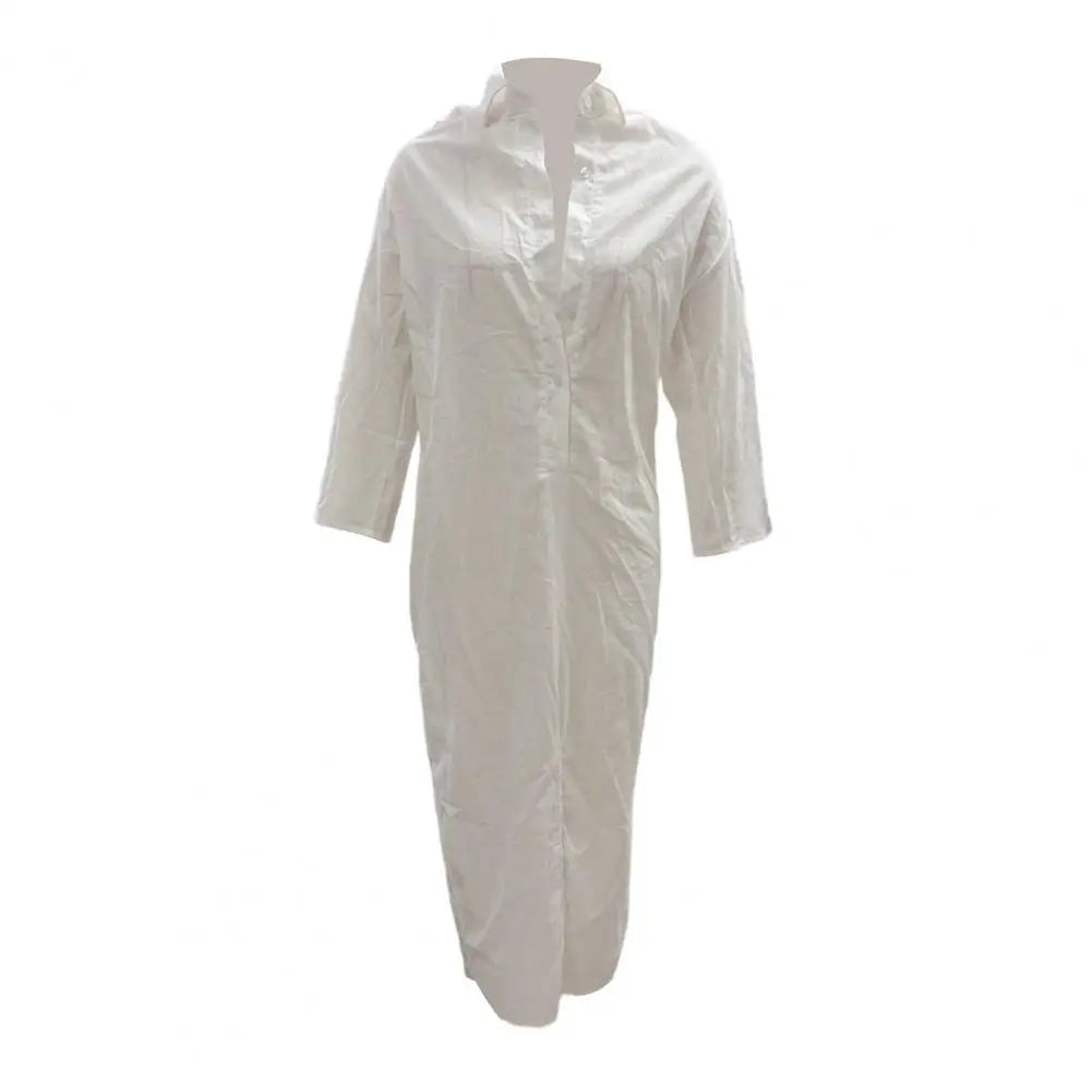 Long-Sleeve Button Maxi Shirt Dress - view 4