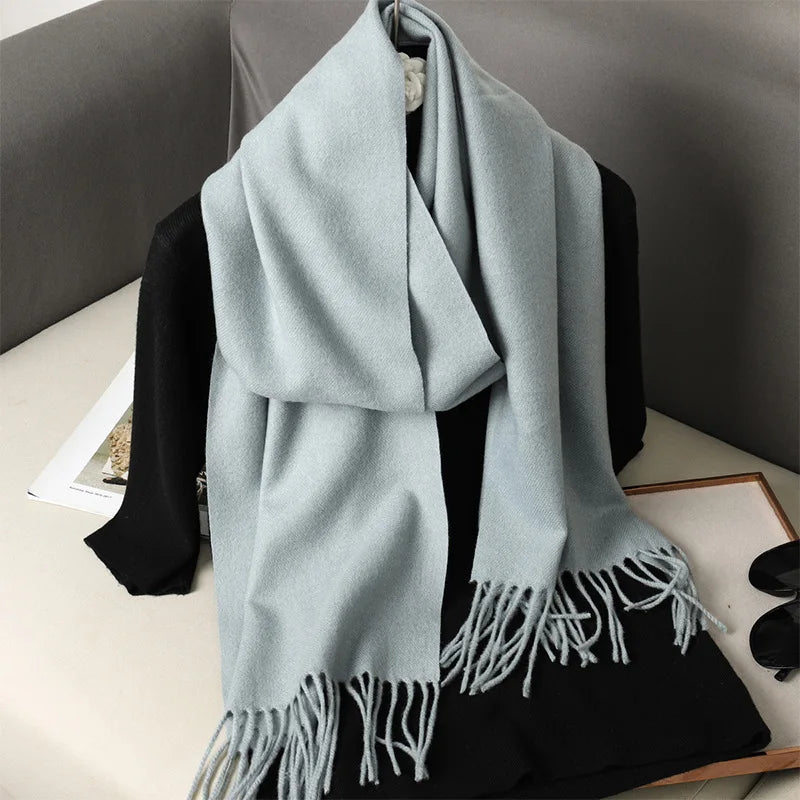 Tasseled Cashmere-Feel Winter Scarf
