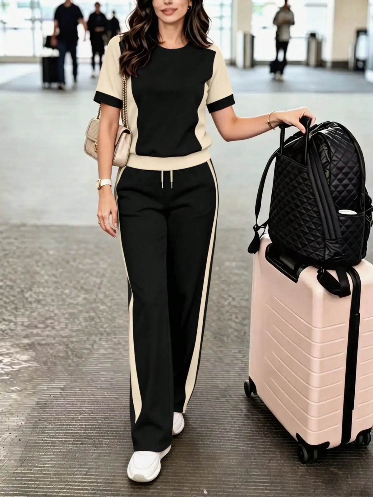 Color-Block Crew Neck Tee & Pants Set - view 12