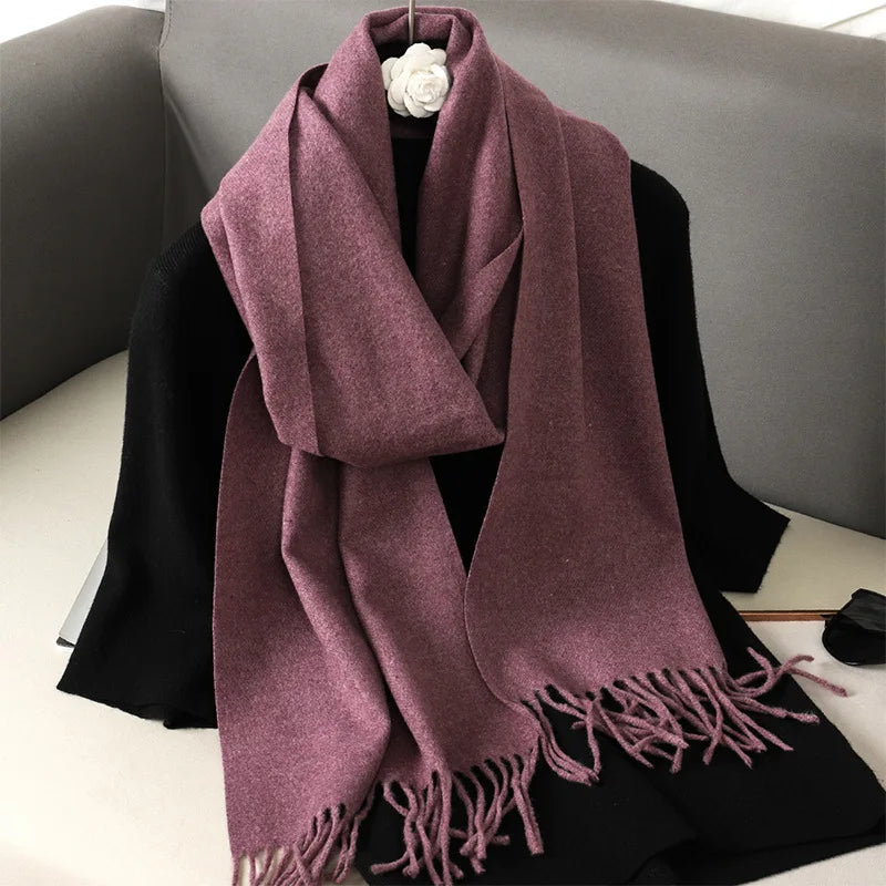 Tasseled Cashmere-Feel Winter Scarf