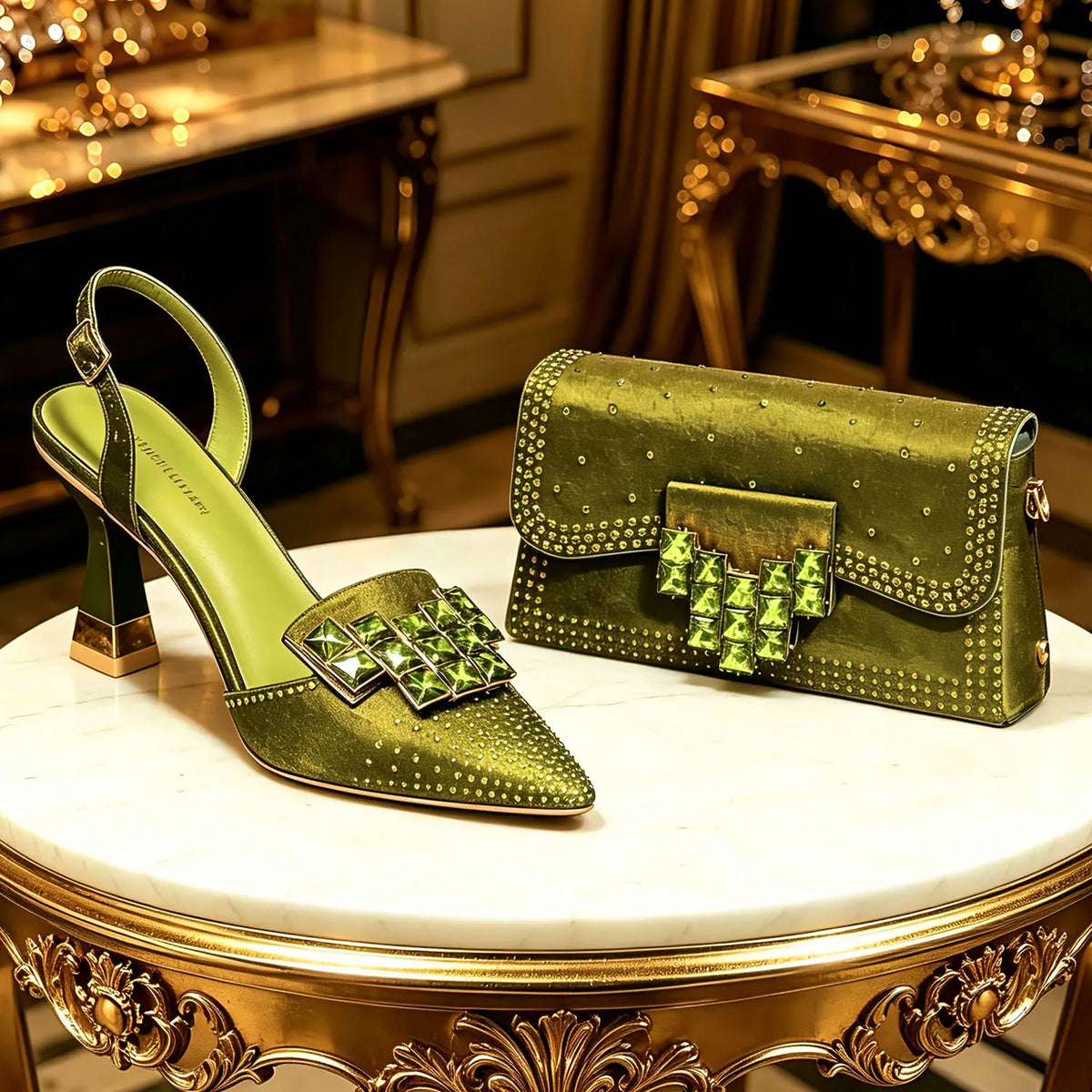 Rhinestone Pointed-Toe Heels & Bag Set - view 7