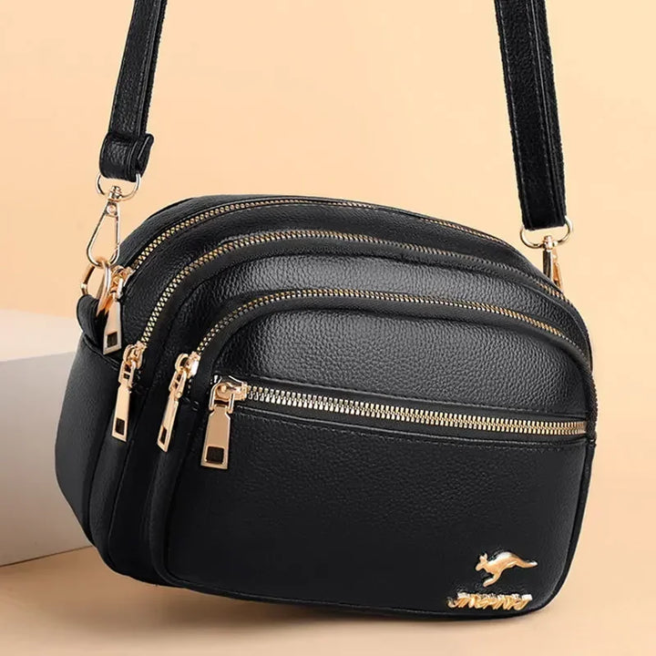 Multi-Pocket Leather Messenger Bag