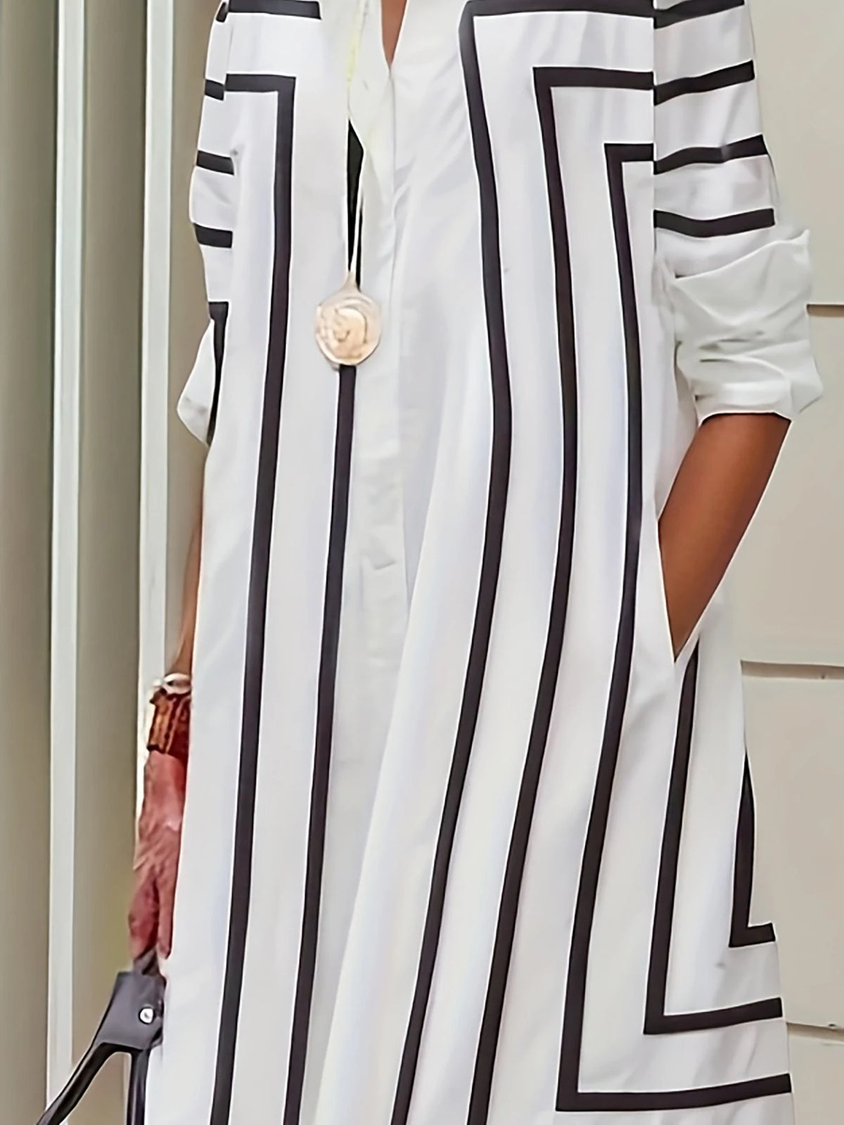 Striped Button-Front Shirt Dress - view 5