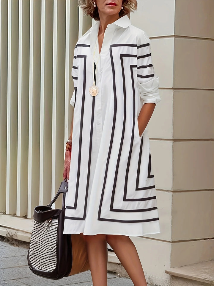 Striped Button-Front Shirt Dress - view 2