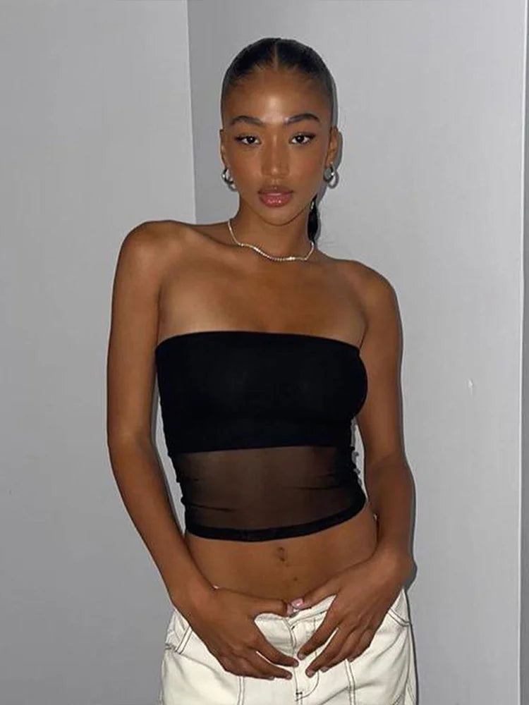 Mesh Corset Crop Top - view 2