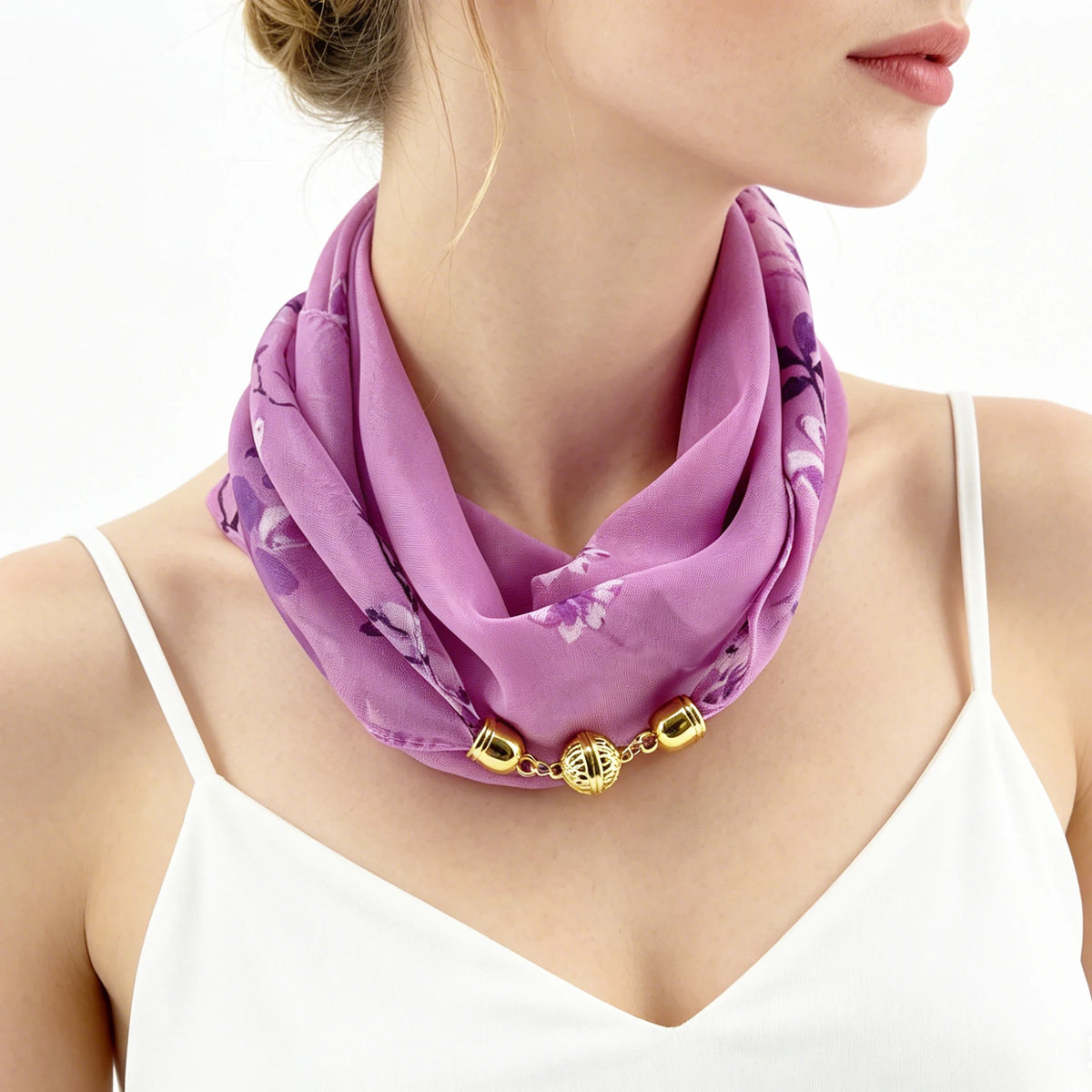 Magnetic-Buckle Chiffon Neck Scarf - view 2