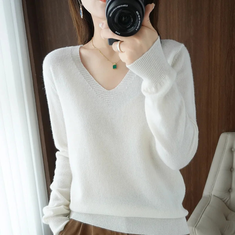Cashmere-Feel Lace-Neck Hollow Pullover - view 13