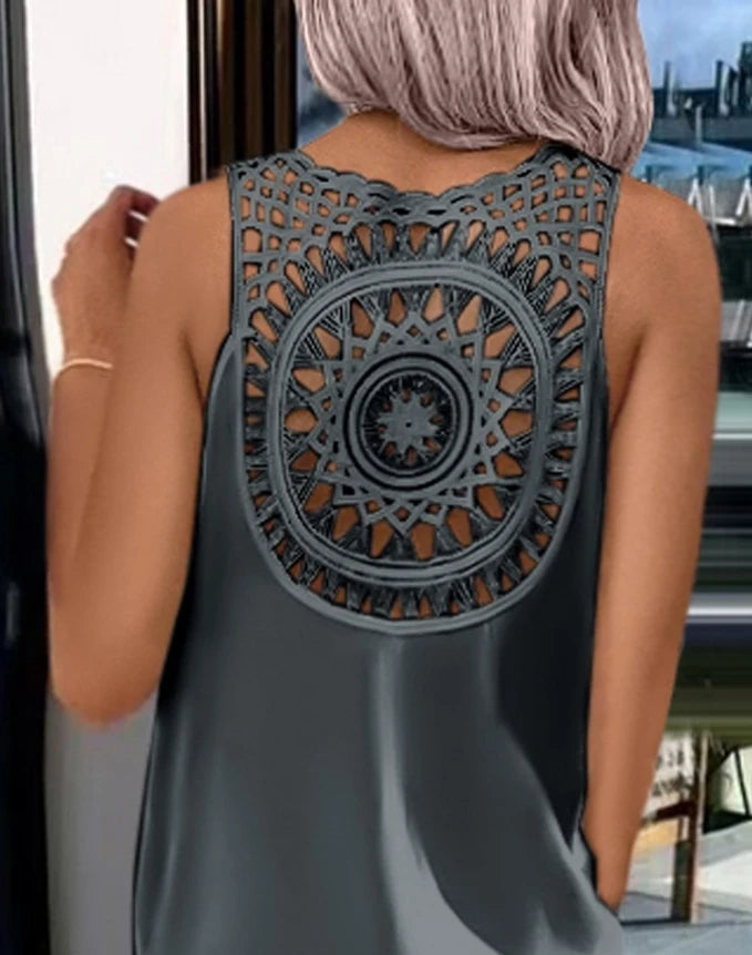 Slit Hollow-Out Sleeveless Dress - view 4
