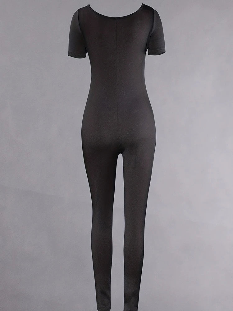 Skinny Bodycon Short-Sleeve Romper - view 3
