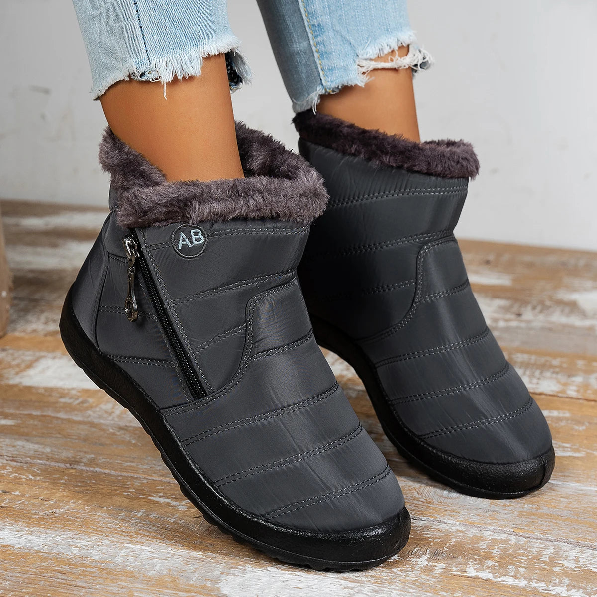 Solid-Color Warm Mid-Calf Boots - view 7