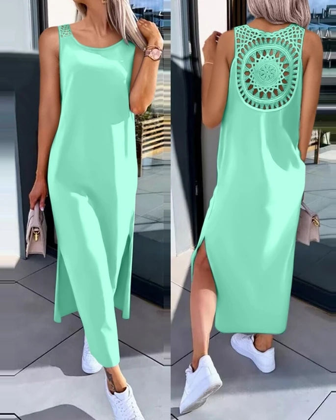 Slit Hollow-Out Sleeveless Dress - view 8