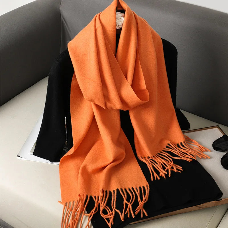 Tasseled Cashmere-Feel Winter Scarf