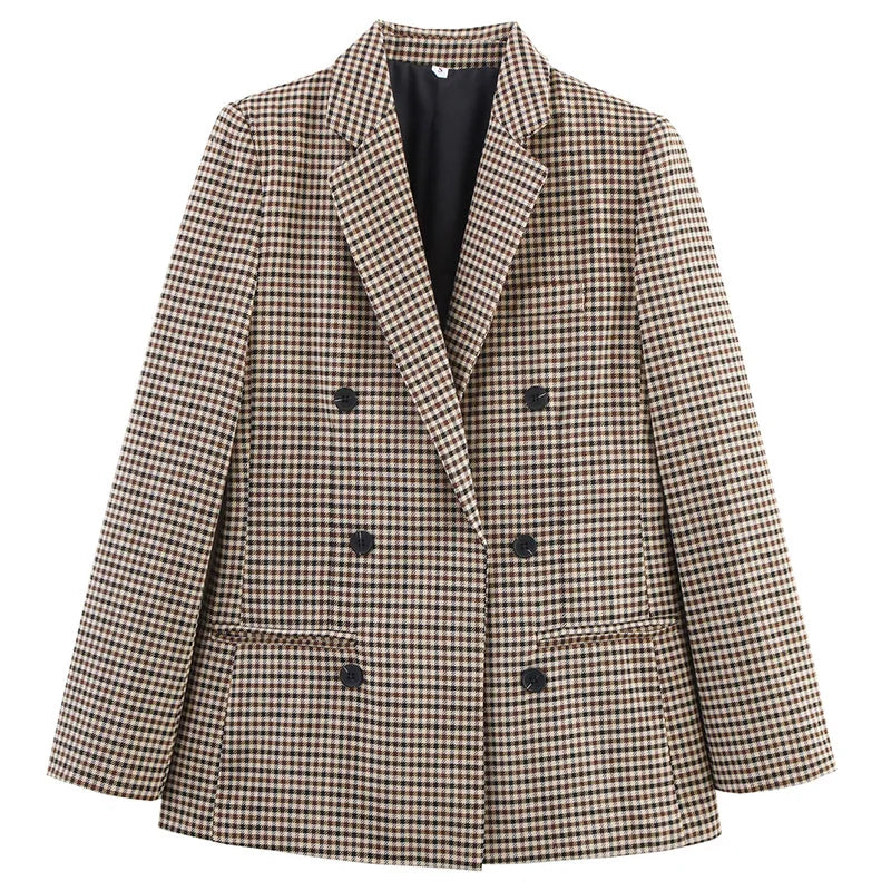 Plaid Double-Breasted Blazer - view 7