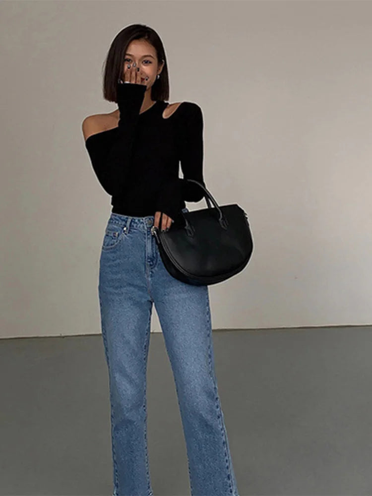 Skew-Collar Off-Shoulder Crop Tee - view 3
