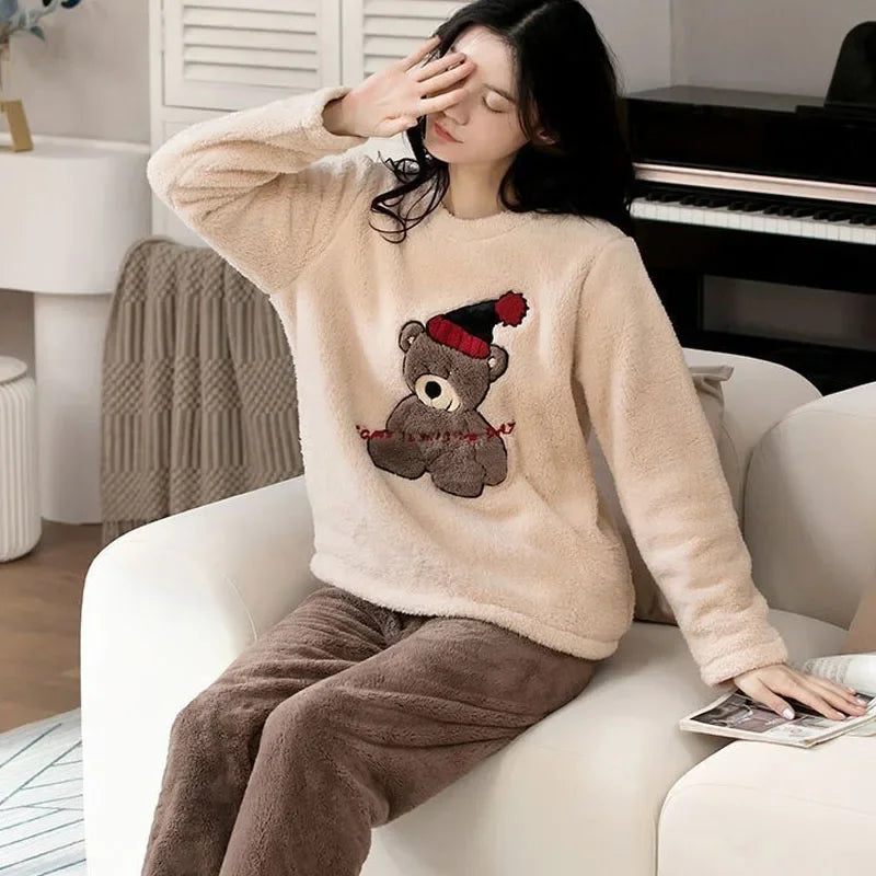 Coral Fleece Bear Pajama Set