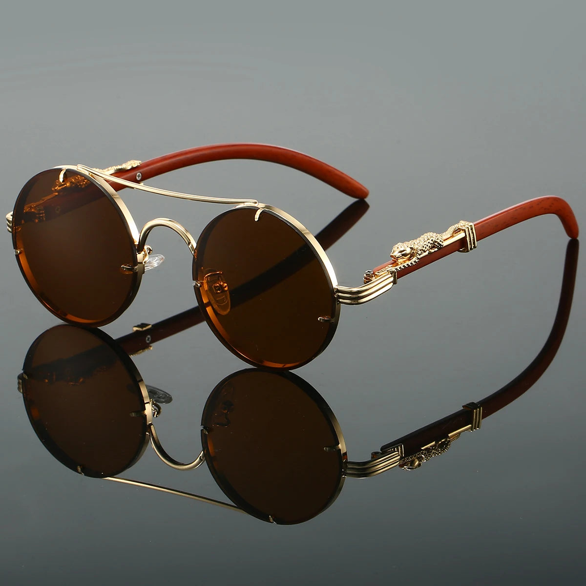 Double-Bridge Round Sunglasses - view 6