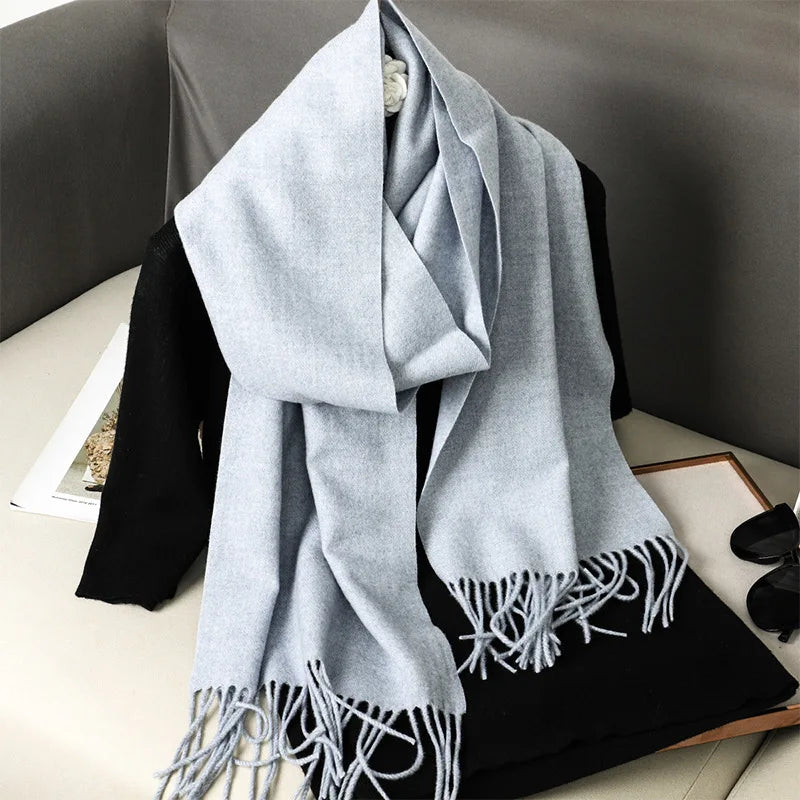 Tasseled Cashmere-Feel Winter Scarf