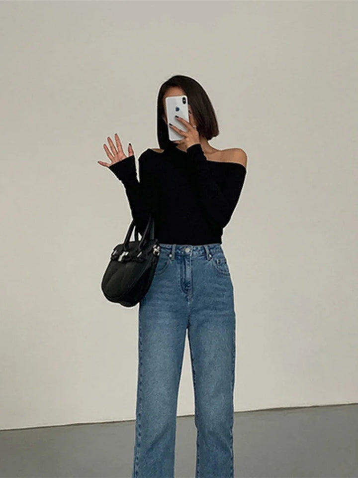Skew-Collar Off-Shoulder Crop Tee - view 2