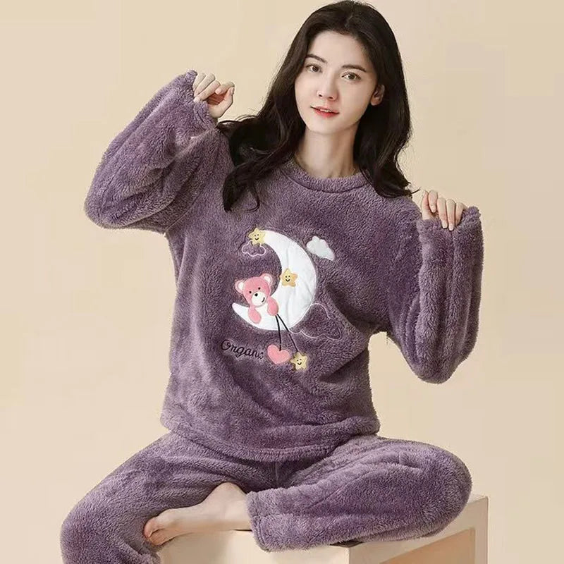 Coral Fleece Bear Pajama Set - view 4