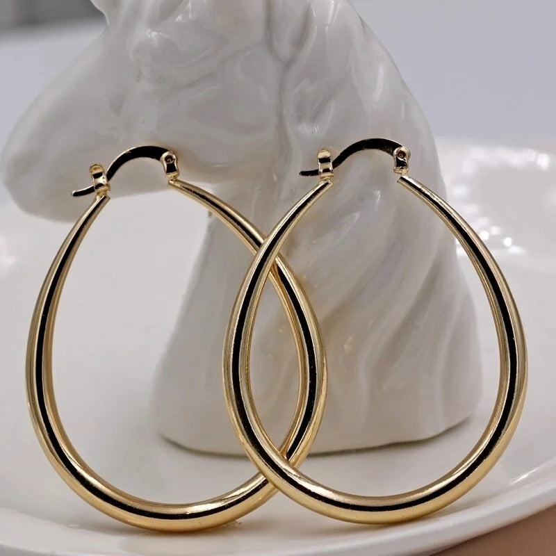 Smooth Gold Hoop Earrings - view 4