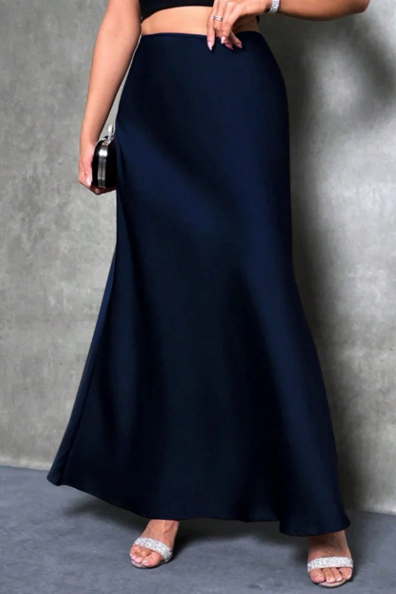 Satin-Effect Mermaid Hem Midi Skirt - view 5